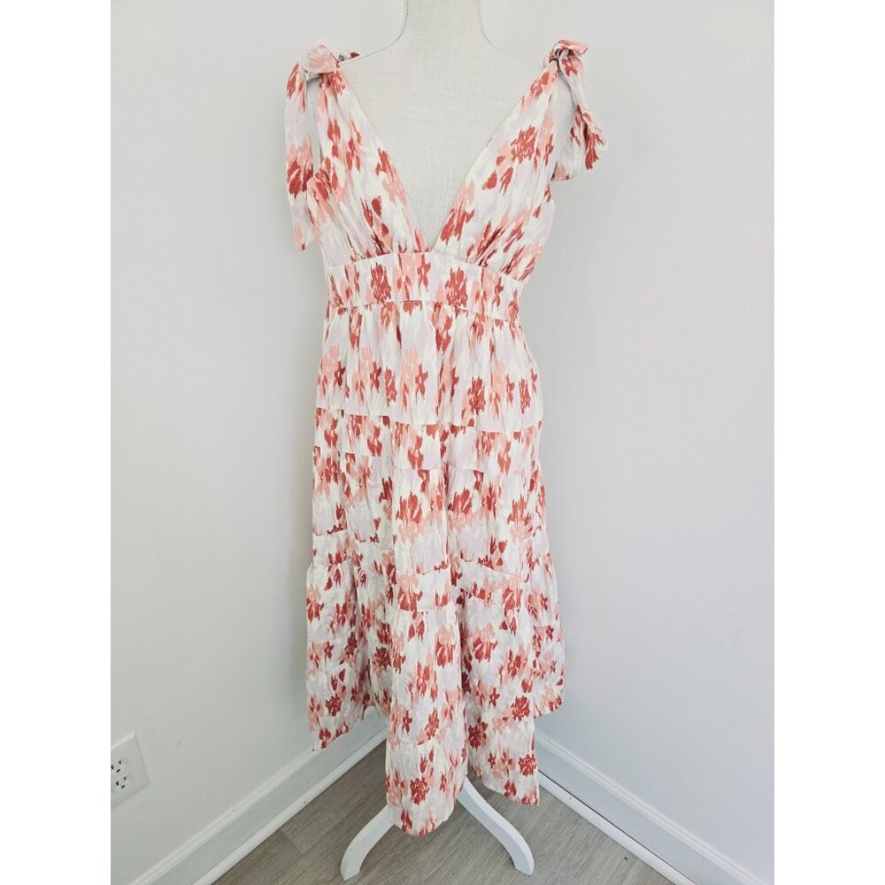 House of Harlow 1960 Linen Blend Midi Maxi Tiered Cottagecore Sleeveless Dress M